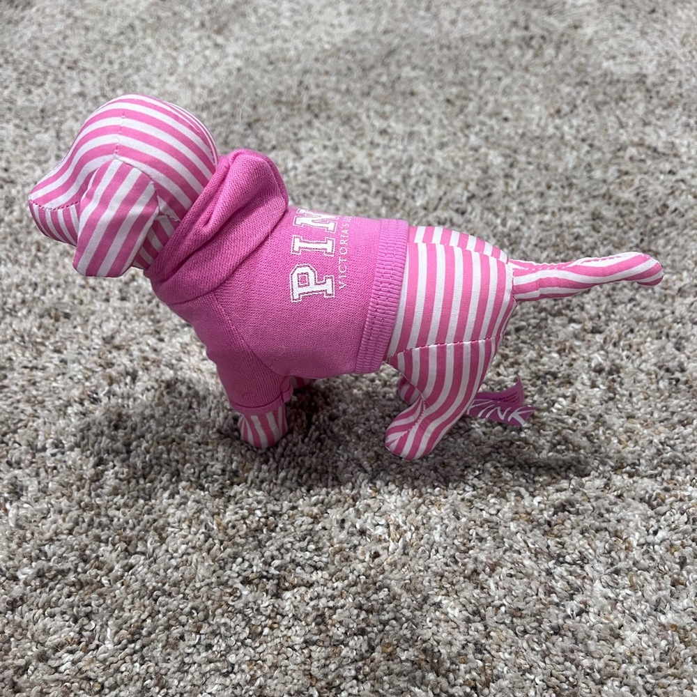 PINK Victoria's Secret Pink and White Dog with Hoodie